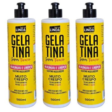 Imagem de Kit 3x Gelatina Capilar Super Fixação Para Cabelos Cacheados - Sallon 