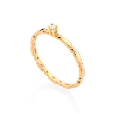 Imagem de Anel Rommanel Solitário Retângulo Esfera Com Zircônia 513351, Dourado,