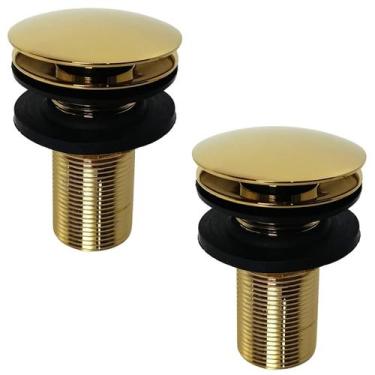 Imagem de Kit 02 Válvula Ralo Click Luxo 7/8 Metal P/ Pia e Cuba Dourada - Monte