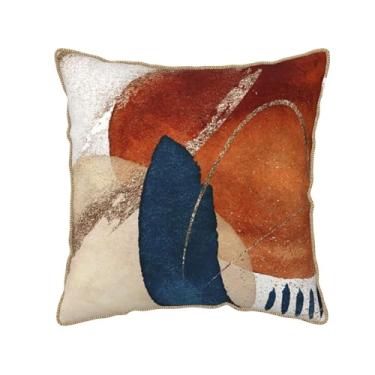 Imagem de Capas de almofada azul marinho de veludo laranja queimado 45,7 x 45,7 cm, boêmio, geométrico, meados do século, para sofá, fazenda, capas de almofada, fronhas modernas e abstratas para sofá-cama,