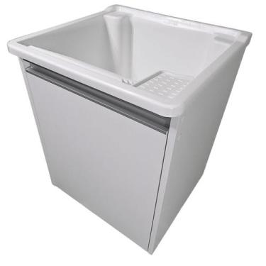 Imagem de Tanque Plástico 26L Com Gabinete MDF De Parede Puxador Perfil Para Tor