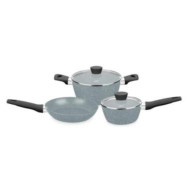 Imagem de Jogo de Panelas 3 Peças Linha Carmela Ceramic - Flon na cor Cinza MTA 