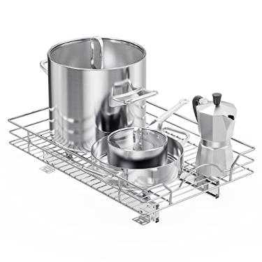 Imagem de ROOMTEC Organizador de armário removível – 35,5 cm L x 53,3 cm D, prateleiras deslizantes para armário de cozinha, serve para abertura de 39,4 cm