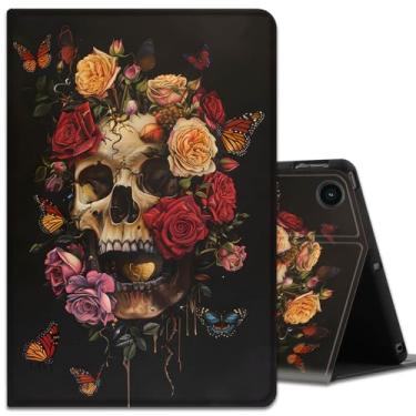 Imagem de Capa para Samsung Galaxy Tab A9+ 11 polegadas versão 2023 (SM-X210/X216/X218), capa inteligente com suporte ajustável despertar/hibernar automática para tablet Galaxy Tab A9 Plus - borboletas, rosas e