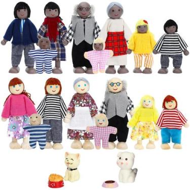 Imagem de Conjunto familiar Dollhouse de madeira ONEST 20 peças com acessórios