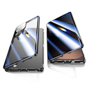 Imagem de Capa antiespião para Samsung Galaxy S25 Ultra, capa de vidro temperado com privacidade frontal e traseira de 360 graus, tela antiespião, amortecedor de metal de adsorção magnética antiespião com