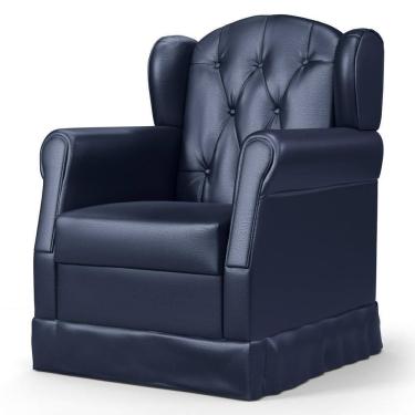 Imagem de Poltrona De Amamentação Fixa Lucy P04 Sintético Azul Marinho - Mpozenato