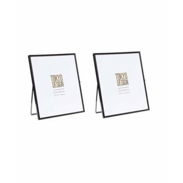 Imagem de Kit com 2 Porta Retrato em Metal e Vidro 20x25 Moldura Preto - Tokyo D