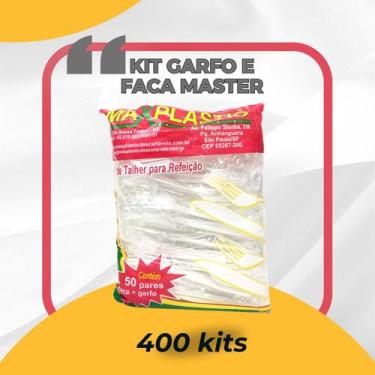 Imagem de Garfo e Faca Super Reforçado com 400 kits em Sache Plástico Branco - M