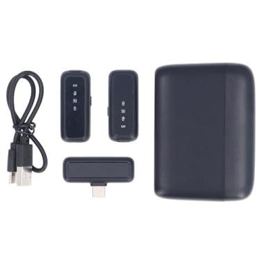 Imagem de 2PCS Microfone Lavalier sem fio com clipe de caixa de carregamento no microfone de lapela sem fio para gravação de vídeo Vlogging Entrevista tipo C