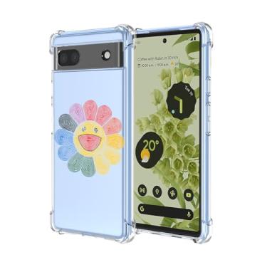 Imagem de EUAGVQY Capa para Pixel 7 Google 7, estampa divertida de rosto sorridente transparente à prova de choque TPU macio antiarranhões capa protetora para celular para Google Pixel 7 (rosto sorridente)