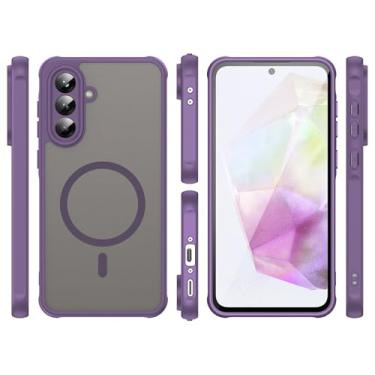 Imagem de Capa compatível com Samsung Galaxy A55 5G, compatível com MagSafe, anti-queda, compatível com Samsung SM-A556B/DS Galaxy A55 5G / SM-A556E capa protetora para celular roxa
