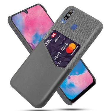 Imagem de Capa para Samsung Galaxy M30,Tela e tampa de couro PU,Anti-deslizante,Resistência à impressão digital,Caso de proteção de 360°com 1 slot de cartão atrás-Gray