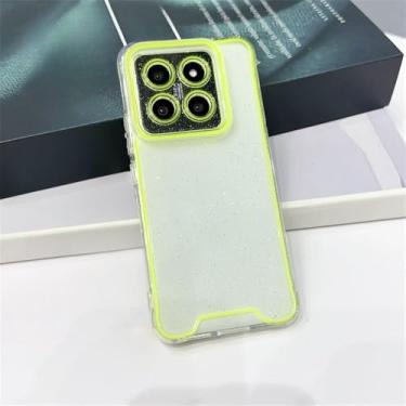 Imagem de Capa de silicone transparente com glitter luminoso neon para Xiaomi 14 13 Pro 14Pro 13Pro, proteção de câmera, capa traseira macia à prova de choque, amarela, para Xiaomi 13 Pro