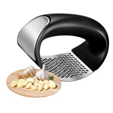 Imagem de Espremedor, Triturador De Alho Manual Inox - Cozinha - Amassador de Al