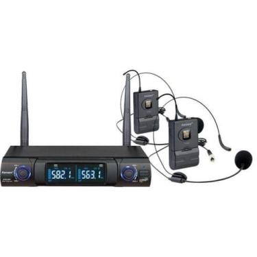 Imagem de Microfone Sem Fio Headset Duplo Karsect KS248DH Preto