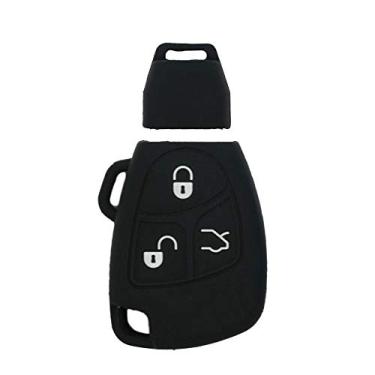 Imagem de SEGADEN Capa Protetora de Silicone Capa Suporte de Pele Jaqueta Compatível com Mercedes Benz 3 Botões Smart Remote Key Fob CV4956 Preto