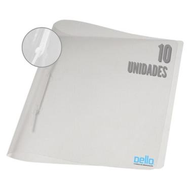 Imagem de Pasta com Grampo Trilho Plástico Cristal Ofício Kit 10un Dello uso Esc