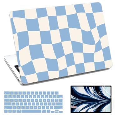 Imagem de QJUZO Compatível com MacBook Air 13 polegadas 2025 2024 2023 2022 M4 M3 M2 A3240 A3113 A2681, capa rígida para laptop com protetor de tela + capa de teclado para MacBook Air 13,6 polegadas - xadrez