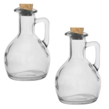 Imagem de Kit 2 Galheteiros Garrafa Azeite Vidro Tampa De Rolha 180Ml