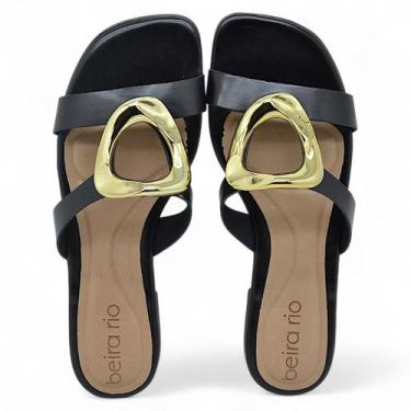 Imagem de Sandalia Rasteira Beira Rio Conforto Feminina Casual Leve, Preto, 38