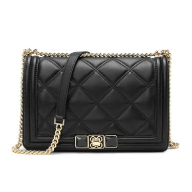 Imagem de compuda Bolsa de ombro feminina de couro, bolsas e bolsas com zíper, bolsa tiracolo preta, Preto, C