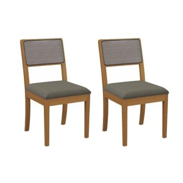 Imagem de Kit 2 Cadeiras De Cozinha Lola 2cmm001ca Premium Madeira Maciça 2 Un Carvalho-linho Escuro-tela Grafite - Kappesberg
