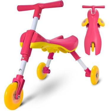 Imagem de Andador Infantil Dobrável Triciclo Sem Pedal Dobrável Scuttler Rosa E 
