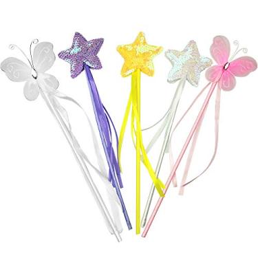 Imagem de PPXMEEUDC Princess Wand Kit for Girls Magical Toy Wands for Dress Up Halloween Costume Magic Shows Cosplay Birthday Party Baby Showers Butterfly and Star Wands
