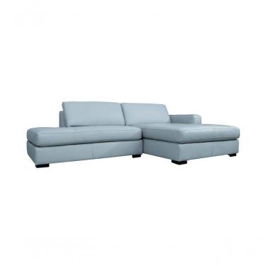 Imagem de Sofá De Couro Com Chaise N.y. 3 Lugares Light Blue 2,74 M - Mempra