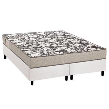 Imagem de Cama Box Queen: Colchão Espuma Ortobom Physical Ultra Resistente + Base CRC Courano White(158x198)