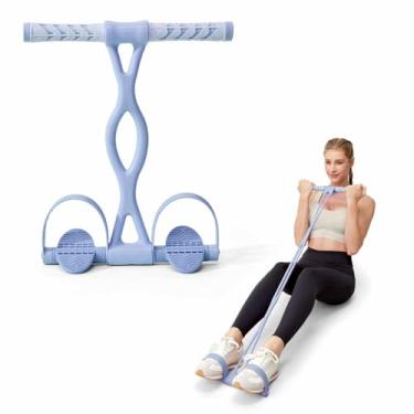 Imagem de YOTTOY Faixa de resistência de pedal, corda de tensão elástica grossa com alças, corda de puxar sentada, equipamento de fitness para pernas, braços, abdômen, cintura, academia em casa e treinamento de