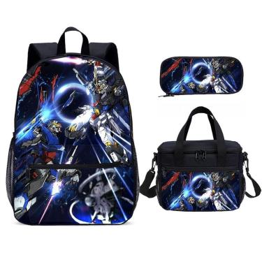 Imagem de Conjunto de mochilas escolares Mobile Suits Gundam Backpack Lunch Pencil