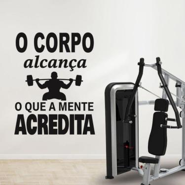 Imagem de Adesivo Parede Motivacional Corpo Atinge Mente Acredita 75x95cm Cor Preto