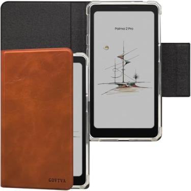 Imagem de GOVTVA Capa flip magnética destacável 2 em 1 para Onyx Boox Palma2 Pro (lançado em 2025) Capa transparente de TPU com hibernar/despertar automático, fivela de fecho magnético (marrom vintage)