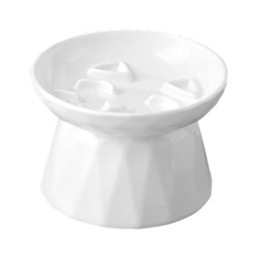 Imagem de Alimentador Lento para Gatos,Comedouro De Cerâmica Anti Vómitos Para Animais De Estimação | Tigela Elevada Para Alimentação De Gatos E Cães | Para Dieta Saudável Com Alimento Seco E Húmido