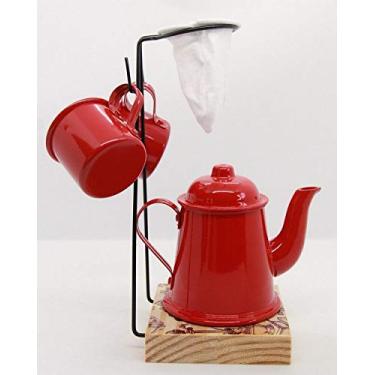 Imagem de Xícara Café Goumert, Suporte, Coador, c/ 2 Canecas 80ml, Bule 270ml Vermelho