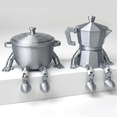 Imagem de Falnvita Estatuetas porto-riquenhas Greca e panela de arroz decorações de cozinha, cafeteira Boricua e caldeirão decoração de casa, estátuas articuladas colecionáveis de mesa para cozinha, mesa de