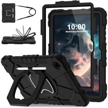 Imagem de WESOROL Capa para Galaxy Tab A11 Plus/A9 Plus de 11 polegadas, capa à prova de choque para tablet Samsung A11+/A9+, capa com protetor de tela, suporte giratório 360, alça de ombro, preta