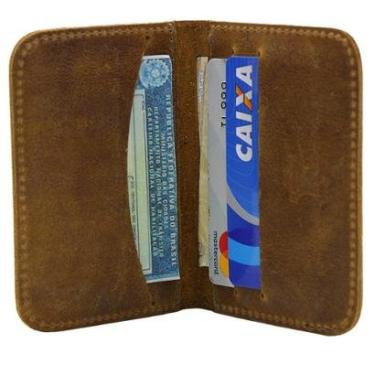 Imagem de Carteira Masculina Pequena Slim Porta Cartões em Couro-Masculino