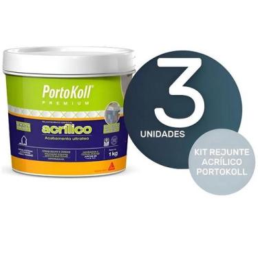 Imagem de Kit 3 Rejunte Acrilico Portokoll Premium 1KG Corda - Sika