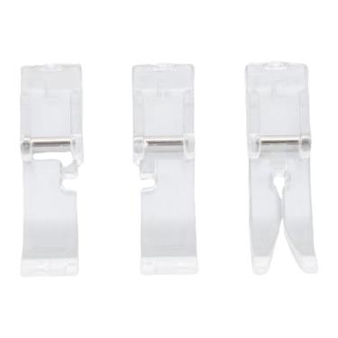 Imagem de CUOFYUNL 3 peças conjunto de calcador transparente adequado para máquina de costura Singer transparente 10 mm de largura peças acessórios