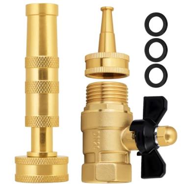 Imagem de SIGURANTA Bocal de mangueira de jardim de latão - rosca de 3/4 GHT ajustável de alta pressão (jato/névoa) para regar plantas, lavar carros