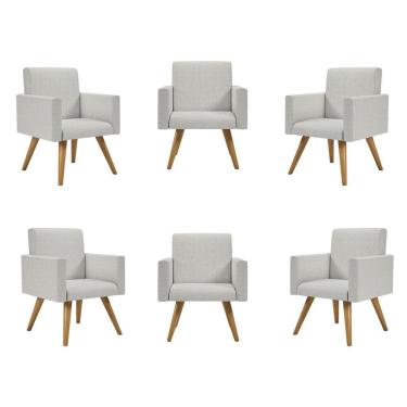 Imagem de Kit 06 Poltronas RecepçãoLinho Cinza Claro