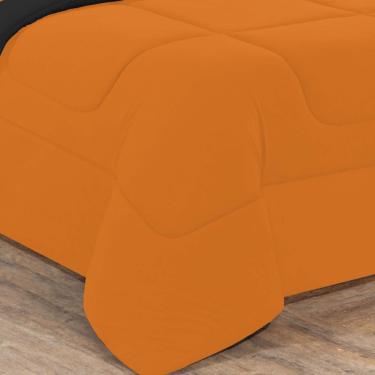 Imagem de Kit Edredom + Jogo De Lençol Malha 100% Algodão Gran Moratta 6 Peças King - Laranja /Preto
