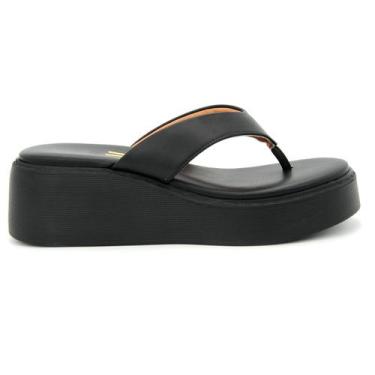 Imagem de Tamanco Vizzano Feminina 6525.100 Sola Alta Flatform Macia, 36, Preto
