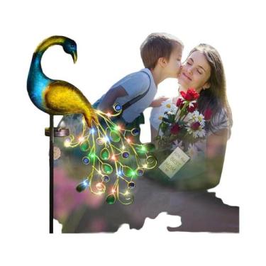 Imagem de Lâmpada Solar De Jardim Em Forma De Pavão, À Prova d'Água, Acende E Ap