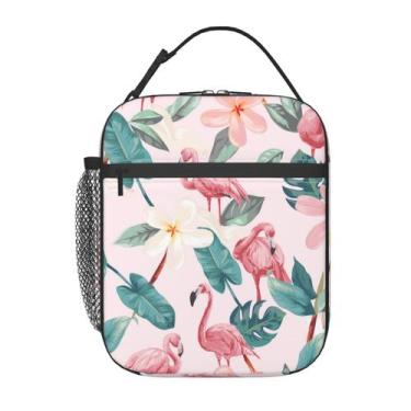Imagem de Lancheira isolada cromcu Flamingo Pattern 25x20x10 cm