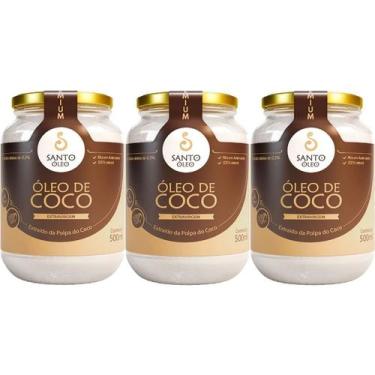 Imagem de Kit 3X Óleo de Coco Extra Virgem de Polpa - 500ml - Santo Óleo - Santo