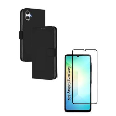 Imagem de Capa Carteira Flip + Película 3D Vidro Temperado Samsung Galaxy A07 - 